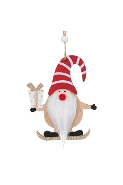 OEM Wooden Christmas Tree Ornament - Gnome with Red Hat, 12 cm