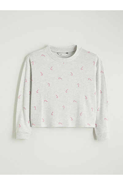 LC Waikiki Gray Crew Neck Patterned Women's Pajama Set