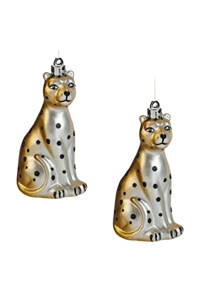 OEM Ornamente de Crăciun leopard auriu/argintiu 12cm - 2 buc