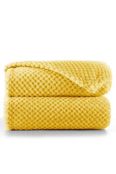 Deco King Modern style blanket with embossed jacquard pattern, Henry, 240 g/m2, 220x240 cm, yellow