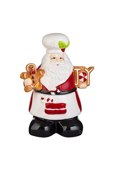 OEM Cutie ceramică pentru biscuiți de Crăciun - Moș Crăciun, roșie, 19x15x26 cm