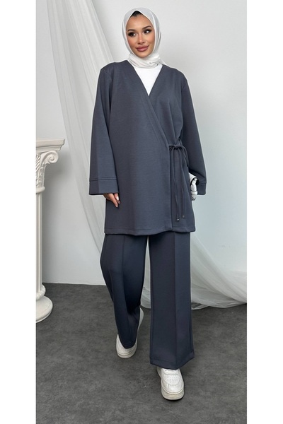 Mikxim Top and Bottom Set with Wide-Leg Pants and Tie-Up Detail at the Front