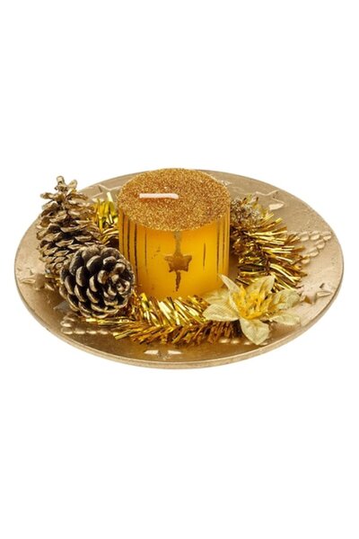 OEM Decorațiune de Crăciun cu lumânare aurie 14 cm