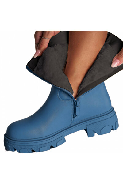 OEM Women's fur boots, with platform, eco-leather, zipper closure, B21-68