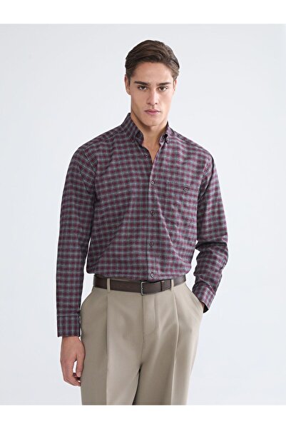 LC Waikiki قميص LCWAIKIKI كلاسيكي بقصة عادية وأكمام طويلة منقوش من الجبردين ل...