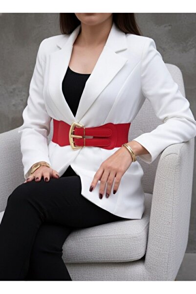 MODAM HİFA Gold Buckle Elastic Women's Belt Dress Belt Waist Belt Body Belt