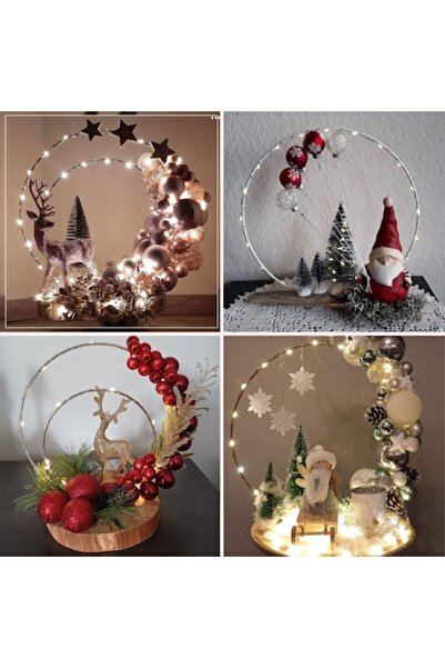 OEM Set de artizanat de Crăciun – coroane metalice aurii 15×25×36 cm, 3 buc.