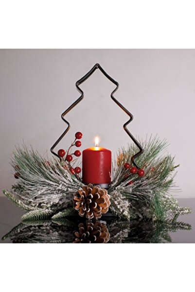 OEM Suport decorativ de Crăciun - Brad metalic cu crengi albe și fructe de pă...