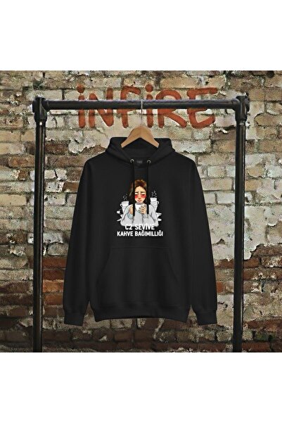 Infire clothing هودي للجنسين قصة فضفاضة بني مطبوع