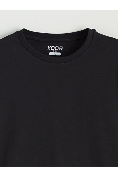 LC Waikiki Black Crew Neck Printed Oversized Women's Sports T-Shirt