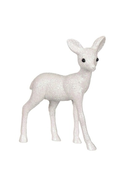 OEM Figurină cerb de Crăciun alb strălucitor, 16 cm