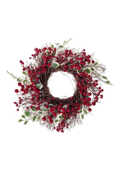 OEM Coroană decorativă de Crăciun cu vâsc și fructe de pădure 45 cm