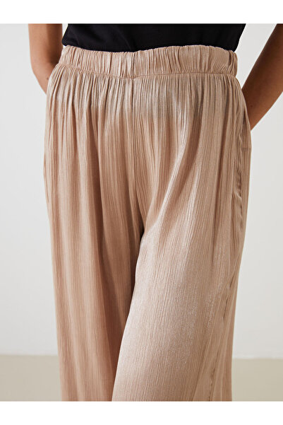 LC Waikiki Pink Elastic Waist Shiny Look Women's Trousers