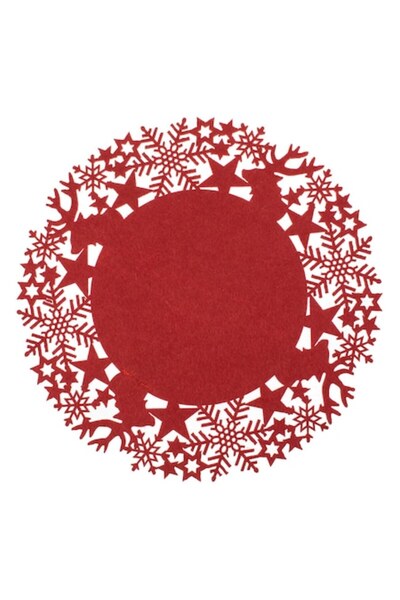 OEM Suport farfurie de Crăciun din fetru roșu cu reni, fulgi de zăpadă și ste...