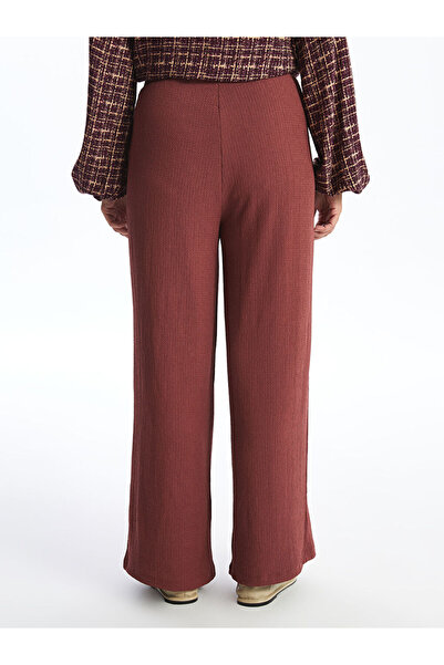 LC Waikiki Pink Elastic Waist Straight Wide Leg Women's Trousers