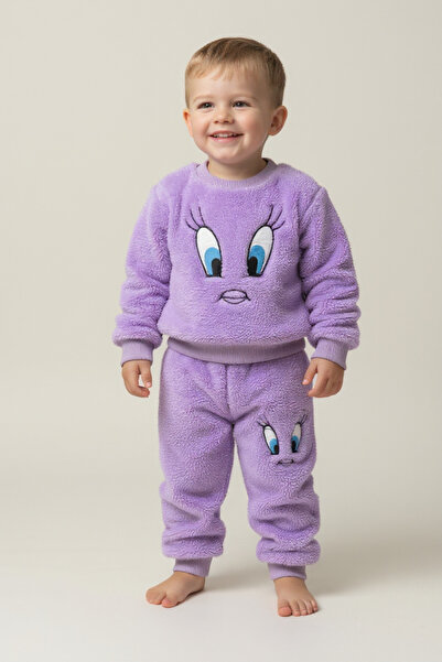 Hirazenmoda Unisex Children's Plush Two-Piece Set – Warm, Soft & Comfortable Loungewear