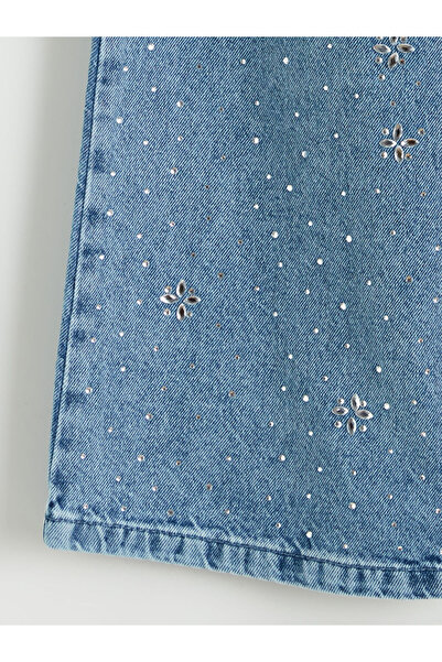 LC Waikiki Blue Wideleg Stone Girls' Jean Pants