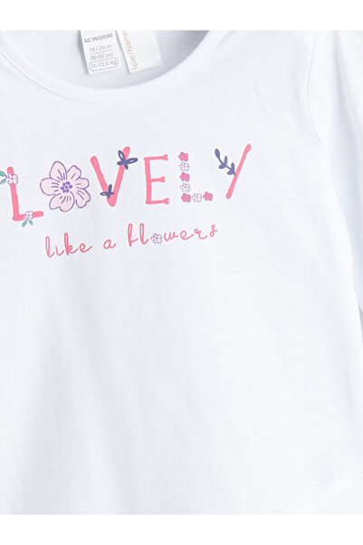 LC Waikiki White Crew Neck Baby Girl Pajama Set