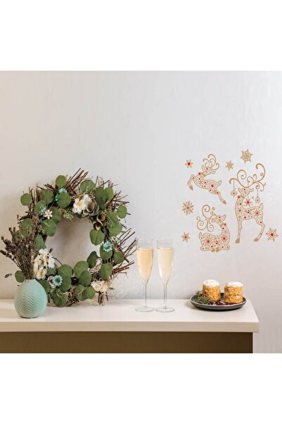 OEM Christmas Decorative Stickers - Gold Reindeer and Snowflakes 18x23 cm