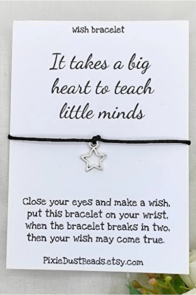 Siyah Kadın İçi Boş Yıldız Objeli Siyah Renk Floş İpli Şans Bilekliği