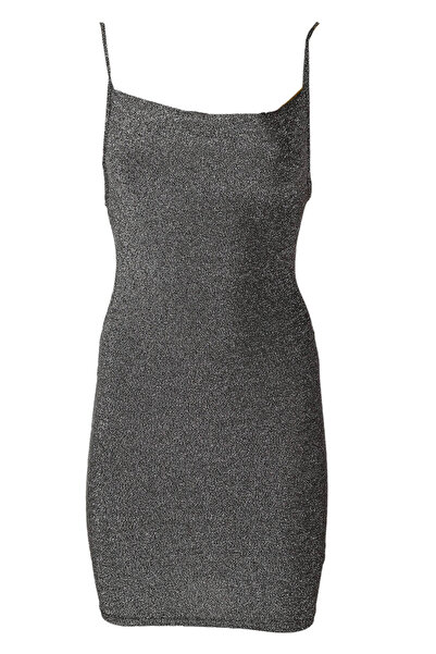Jennyfer Keira Silver Dress - XS, Grey, 69% polyamide, 18% polyester, 9% metallic fiber