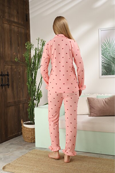 LİLA İÇ GİYİM Bürümcük Long Sleeve Pajama Set - Pink