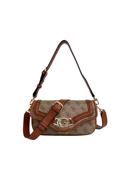 Guess حقيبة كتف نسائية مطبوع مزدوجة الطبقات، 24×14×7 سم