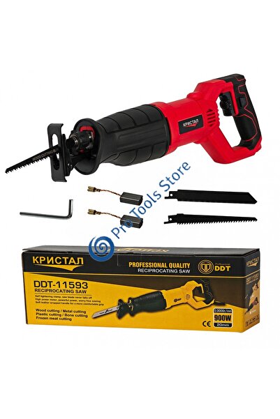 DDT CRISTAL Reciprocating (Sabre) Saw, 900W, 200mm Cutting Depth, Variable 3000 rpm, Red