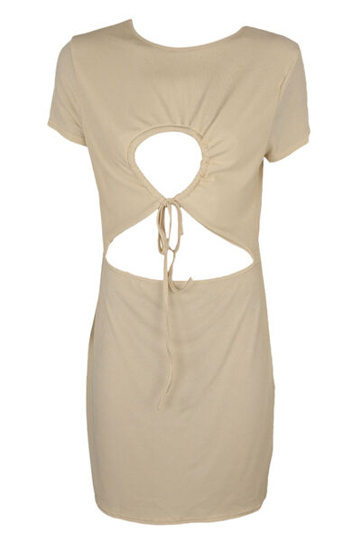 Missguided Rochie mini cu nervuri bej deschis - XL, Bej