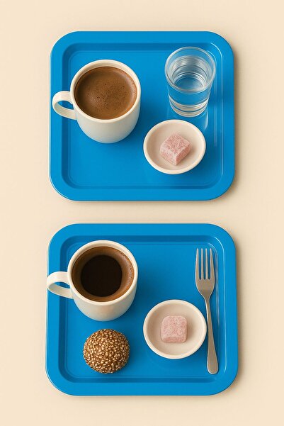 Fabrication 2-Piece Colorful Unbreakable Plastic Square Flat Coffee & Tea & D...