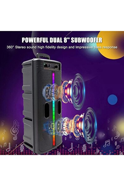 TheMohrim مكبر صوت مونوبو المحمول بعجلات مقاس 8 بوصات - نظام صوت حفلات بلوتوث...