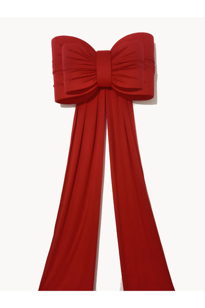 Insolito Custom Funda Craciun Dubla din lycra rosie 200x90 cm cu panglici 3.5 m