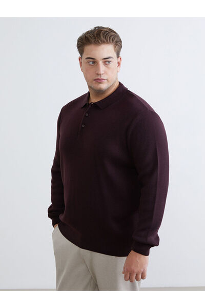 LC Waikiki Burgundy Polo Neck Men's Knitwear Sweater
