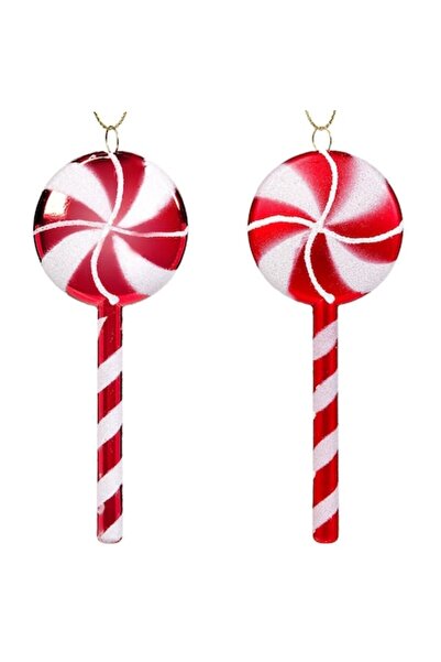 OEM Set Ornamente Brad Craciun Acadele 12cm, Rosu/Alb, 4 buc