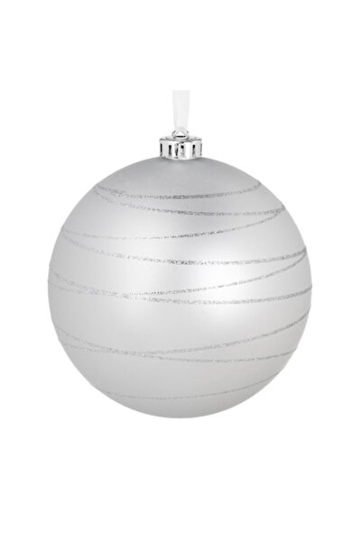 OEM Ornament de Crăciun pentru brad - glob argintiu mat cu dungi strălucitoar...