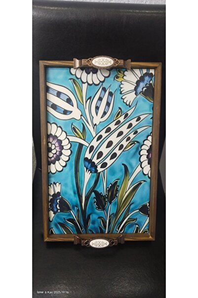 Kütahya El işi ahşap çini tepsi