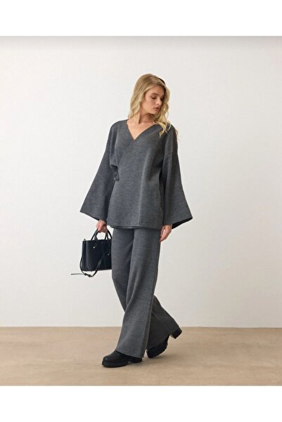 DAMGA Collection Women's Trendy Clothing Tie-Up Bottom-Top Knitwear Set