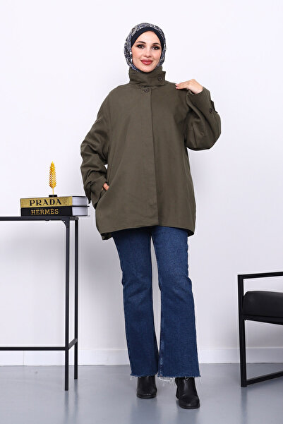 İmajButik Khaki Buttoned Lined Gabardine Jacket