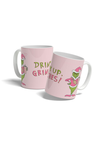 offside Pink Grinch Printed New Year Christmas Mug Cup Gift Cup Drink up Grinches Mug Christmas Gift