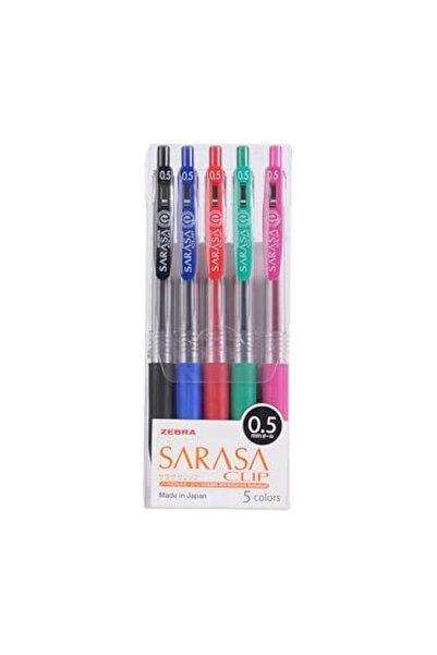 Zebra Sarasa Clip Gel Pens 0.5 mm ,5 Colors