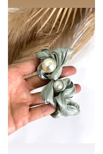 JustGAF مشبك مطاطي مزين باللؤلؤ بلون أخضر نعناعي غير لامع