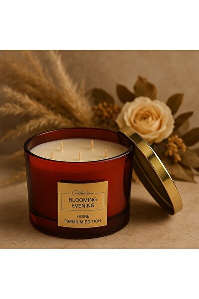 COLLECTİON Premium Scented Candle 'Collection Blooming Evening' – 440g, ~45h, Thick Glass Jar with Gold Lid