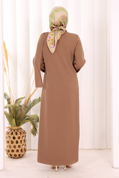 Bym Fashion One Shoulder Gold Buckle Detailed Tunic Trousers Set 8698 Brown