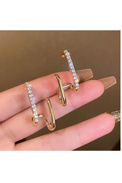 mos&more Gold Stone Geometric Women's Earrings