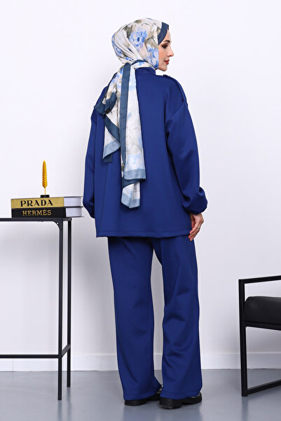 İmajButik μπλε κοβαλτίου Μπλε φερμουάρ μπουφάν κατάδυσης με παντελόνι