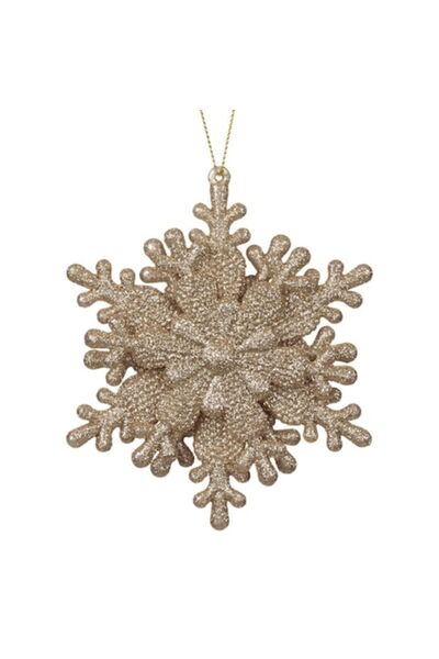 OEM 3D Snowflake Christmas Tree Ornament with Glitter - Beige Champagne, 10 cm