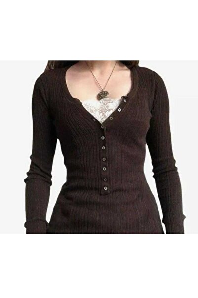 İsra Ayyıldız Moonstar Collection Victorian Önü Dantelli Dügmeli Y2K 2000'S Bluz