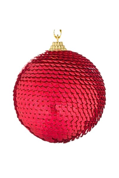 OEM Glob de Crăciun cu paiete roșii (bomboane) Ø8 cm