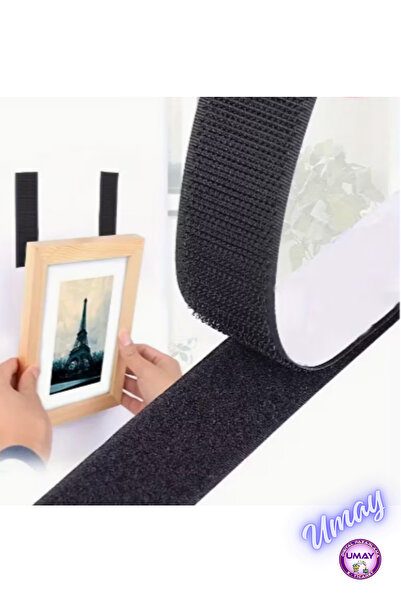 ECOVEL Arkası Yapışkanlı Cırt Cırt Bant Amerikan Fermuarı Siyah 2 cm x 1 Metre