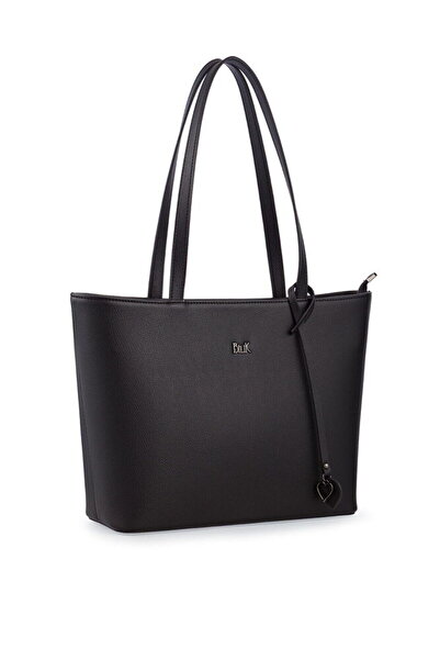 Bilik Deri Μαύρη γυναικεία τσάντα ώμου με λεπτομέρεια λογότυπου BLKF AQUA